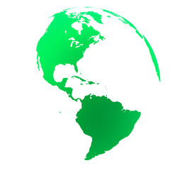 Highly detailed Earth globe, South and North America. Green png clipart