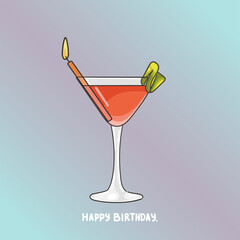 Birthday card. Cocktail Cosmopolitan.