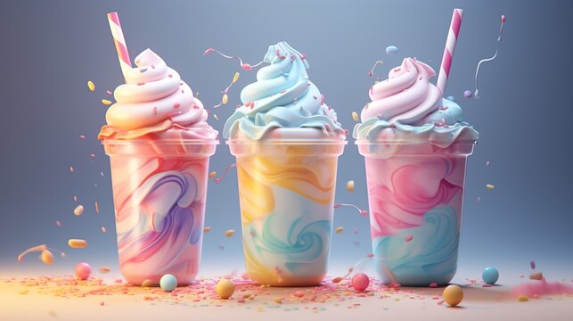 Milkshakes in the style of speedpainting. Generative AI