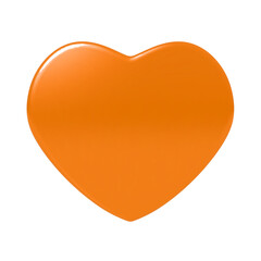 Glossy orange heart icon or symbol with 3D effect