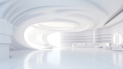 Obraz premium white empty modern futuristic room