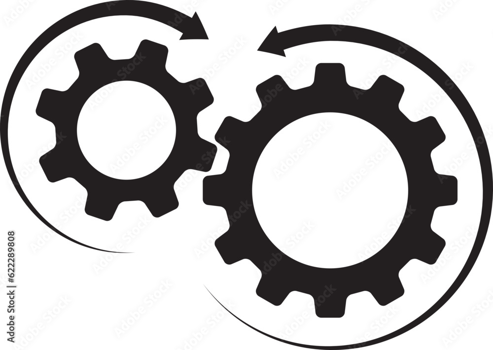 Poster setting icon vector with work cog gear element. cogweel mechanism symbol.