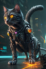 an extremely detailed biomechanical cyberpunk cat fighting with the enemy, glowing eyes, fantasy art, hyperrealism, polished, beautiful, radiant, colorful, intricate, vray, nvdia ray tracing, octane 