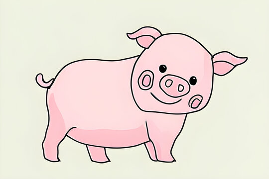pig cartoon. Generative AI.