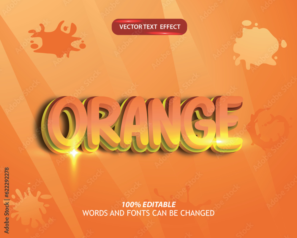 Poster vector text effect editable orange yellow with orange splashes and orange background