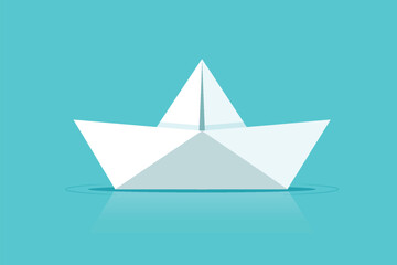 Paper ship boat flat vector illustration