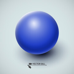 Blue ball. Sphere on a light background. Vector for your graphic design.