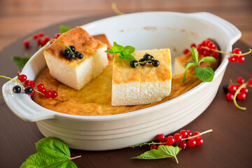 cottage cheese sweet casserole with fresh berries