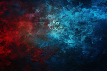 Fototapeta na wymiar Captivating abstract painting with blue and red hues resembling outer space.