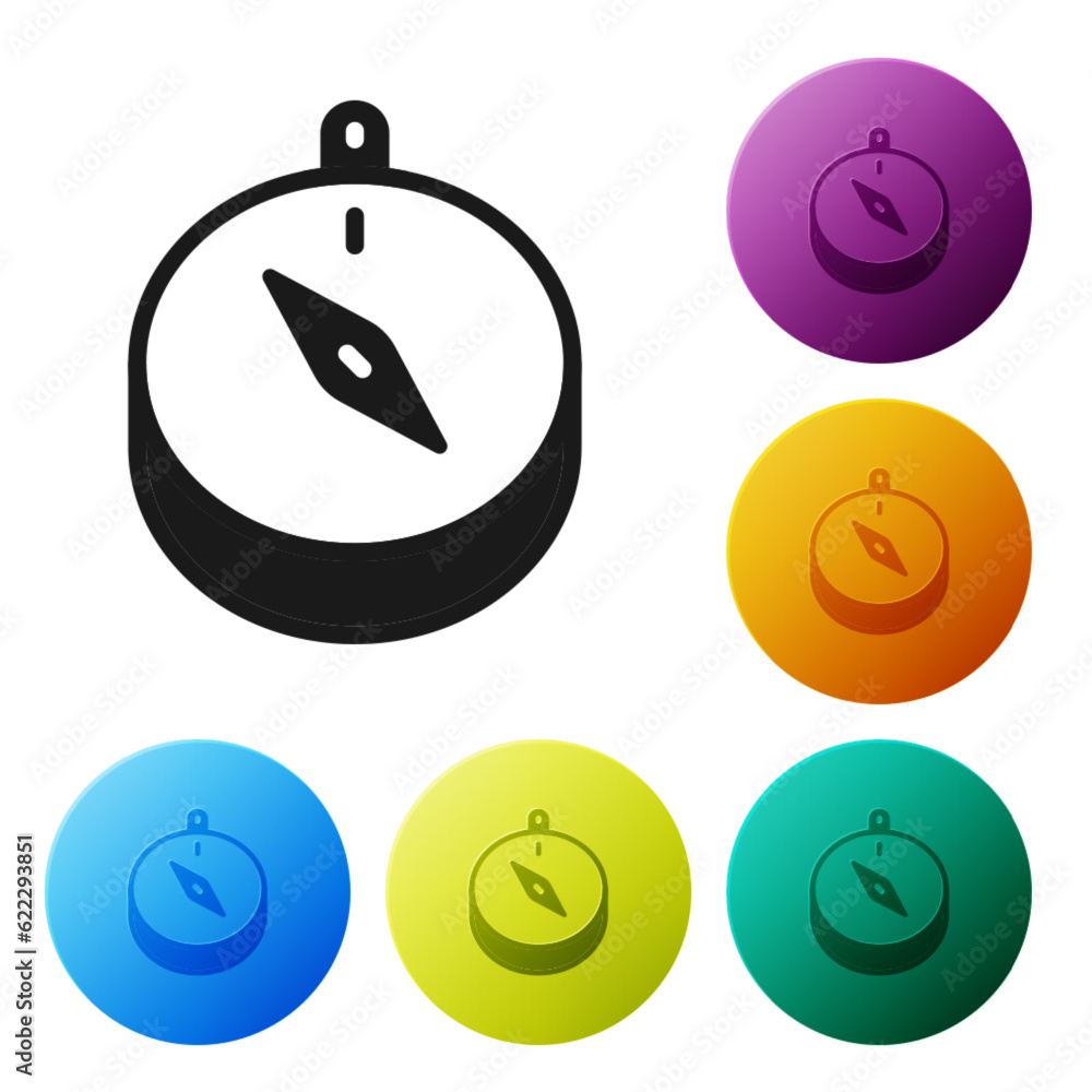 Poster black compass icon isolated on white background. windrose navigation symbol. wind rose sign. set ico