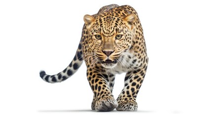 Fototapeta premium Alert leopard photo realistic illustration - Generative AI.