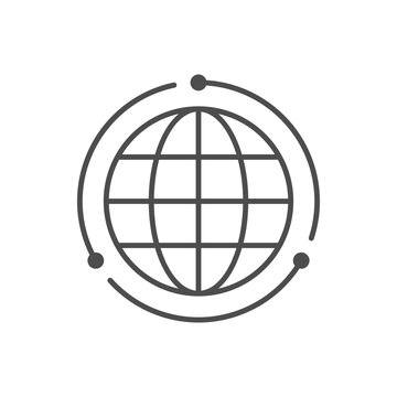 Global relocation line outline icon