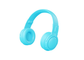 Headphones 3d render icon - cyan sound gadget, dj earphone and flying music device. Wireless audio accessory concept