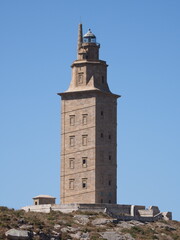 Fototapeta na wymiar Famous tower of Hercules in A Coruna city in Spain - vertical