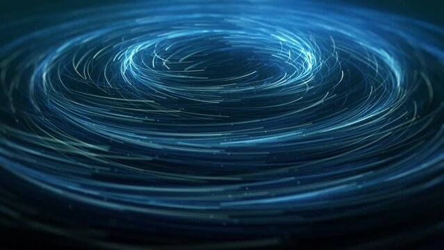 Concentric Circles Of Spinning Particles/ 4k animation of abstract spinning particles lights in concentric circular moves with glow effect and depth of field blur