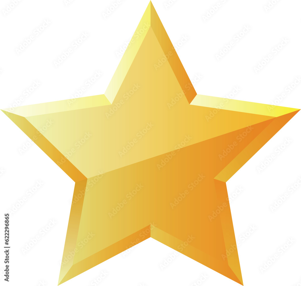 Wall mural vector image of gold star like metal with embossing isolated.