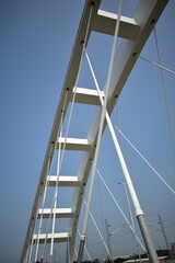 Tied Arch Bridge detail on a blue sky