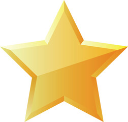 Vector image of gold star like metal with embossing isolated.