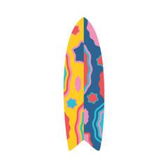 Surfboard. Beach set for summer trips. Vacation accessories for sea vacations.