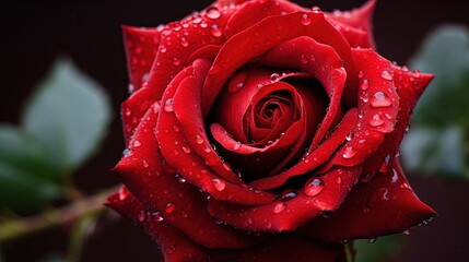 Macro Photo of a Rose color Red. Generative AI.