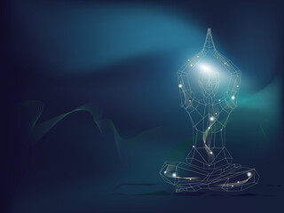 mesh struct_A001 padmasana with namaste on head shows a posture of yoga vector illustration graphic EPS 10