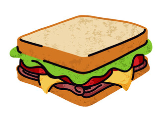 fast food, sandwich cartoon icons set, simple flat style, street high calorie food illustration.