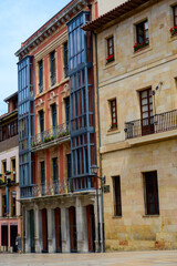 Fototapeta na wymiar Walking of old streets in capital of Principality of Asturias, Oviedo, Spain