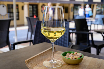 Drinking of cold spanish rueda verdejo white wine