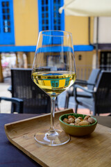 Drinking of cold spanish rueda verdejo white wine