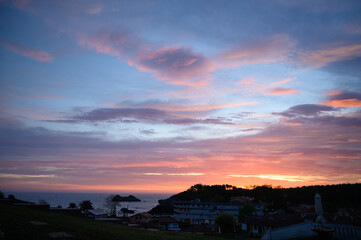 Vacation on Green coast of Asturias, Celorio village with sandy beaches, North of Spain