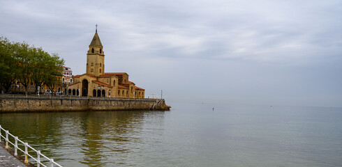 Fototapeta premium View on San Pedro church in Gijon, Asturias, Spain