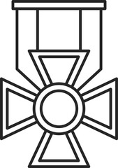 線画メダルアイコン　称号　十字