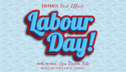 labor day 3d text effect deisgn with red and blue color