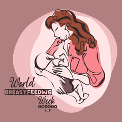 World Breastfeeding Week. Banner about breastfeeding and motherhood.