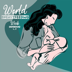 Naklejka premium World Breastfeeding Week. Banner about breastfeeding and motherhood.
