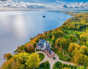 Aerial view of Wiligrad palace near Schwerin (Germany)