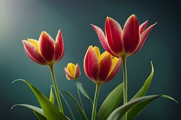 Naklejka premium bouquet of tulips generated by AI tool