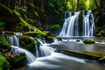 Fototapeta na wymiar waterfall in the forest generated ai