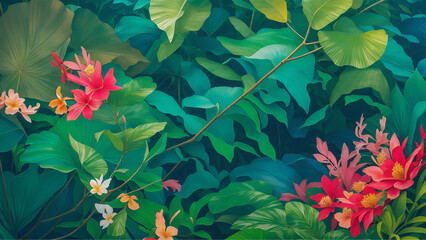 Tropical leaf illustration Background 4K UHD 