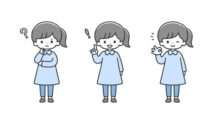 考えて解決する女の子のセット