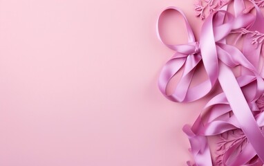 A pink ribbon on a plate, Breast Cancer. AI