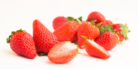 fresh appetizing strawberries on a white background