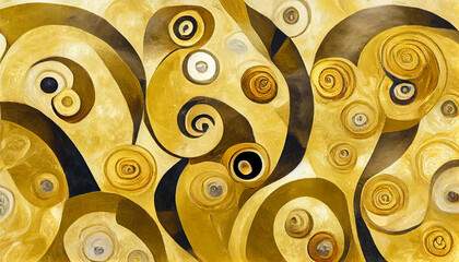 Background with golden circles, abstract art 