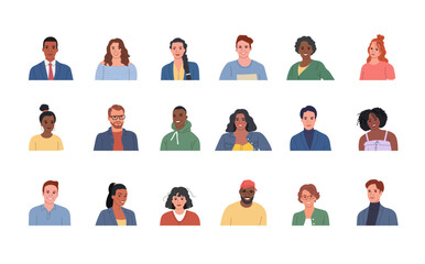 Set of people avatar collection. Vector cartoon flat style illustration