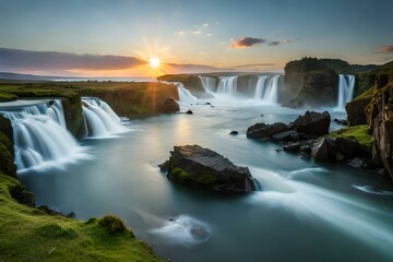 Fototapeta premium waterfall in the forest generated ai