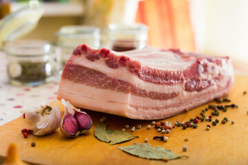 fresh piece of lard ready for salting