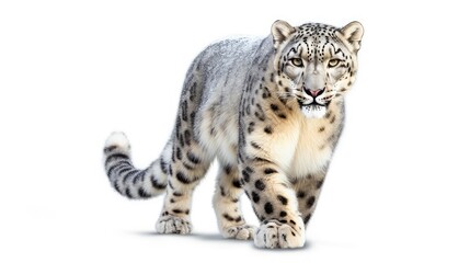 Magnificent snow leopard photo realistic illustration - Generative AI.