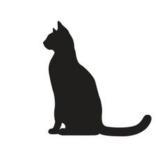 Cat profile black silhouette. Vector illustration isolated on a white background