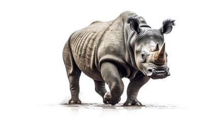 Fototapeta premium Majestic rhinocerus photo realistic illustration - Generative AI.