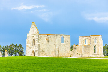 Ruins of the Cistercian Abbey of Notre-Dame-de-Ré in La Flotte, France also know as the Abbaye des Chateliers